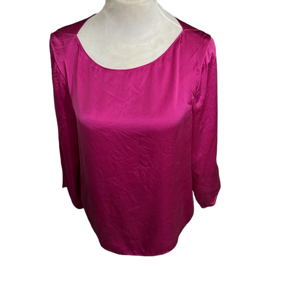 Talbots hot pink silk top size 12P